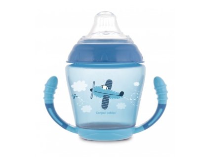Canpol babies Nevylévací hrníček se silikonovým ventilem 230 ml TOYS modrý