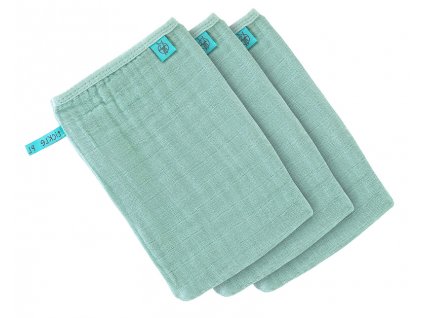 Muslin Wash Glove Set 3 pcs mint