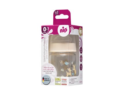 NIP Láhev sklo,široká,silkon-M,120,holka
