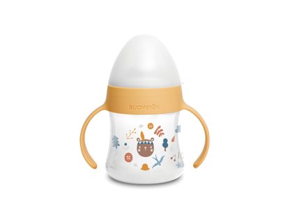 Suavinex LÁHEV FOREST PRVNÍ S OUŠKY 150 ml SUAVINEX PRVNÍ láhev s oušky FOREST 150 ml - ORANŽOVÁ
