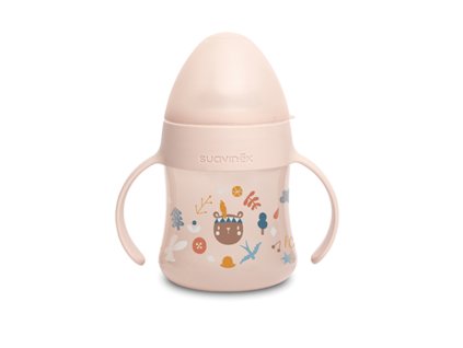 Suavinex LÁHEV FOREST PRVNÍ S OUŠKY 150 ml SUAVINEX PRVNÍ láhev s oušky FOREST 150 ml - RŮŽOVÁ