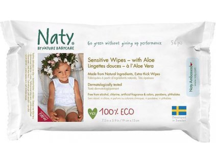Ubrousky vlhčené Aloe Sensitive Babycare Eco 56ks Naty Nature