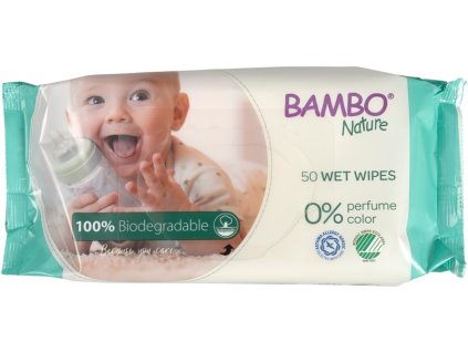 BAMBO Nature Biodegradibilní vlhčené ubrousky, 50 ks