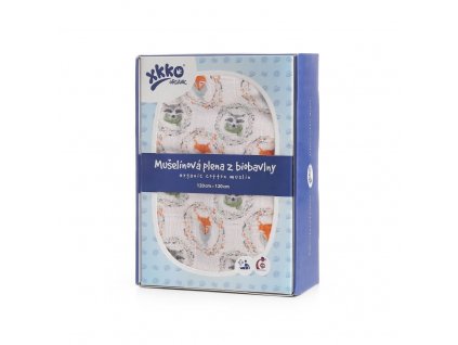 Biobavlněná plena XKKO Organic 120x120 - Fox&Raccoon