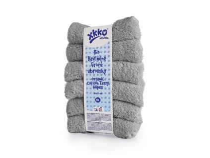 BIO bavlněné froté ubrousky XKKO Organic 21x21- Silver