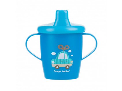 Canpol babies Nevylévací hrníček TOYS 250ml modrý