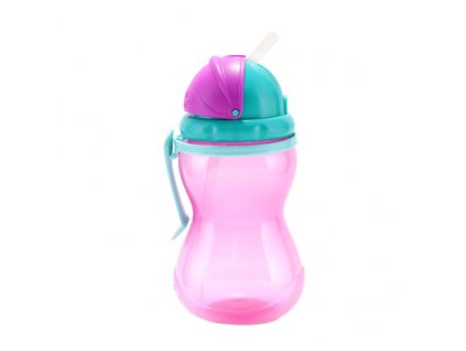 Canpol babies Sportovní lahev se slámkou 370ml růžová