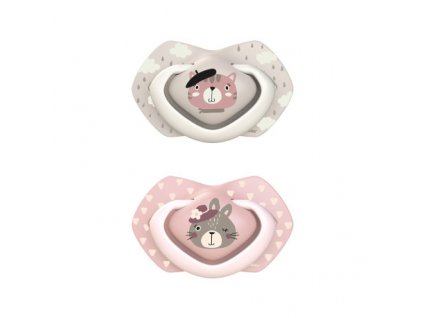 Canpol babies Set symetrických silikonových dudlíků Light touch 6-18m BONJOUR PARIS růžový