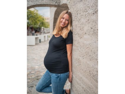 Bobánek Těhotenské tričko krátký rukáv - Černé M