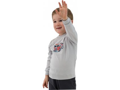 ESITO Dětské tričko dlouhý rukáv Hasiči vel. 98 - 116 - 116 / šedá