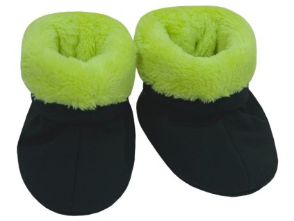 ESITO Capáčky softshell s chlupem černé - 1 ( 6 - 12 měsíců ) / černá / zelená