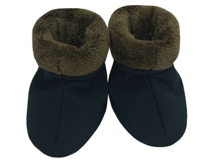 ESITO Capáčky softshell s chlupem černé - 1 ( 6 - 12 měsíců ) / černá / hnědá