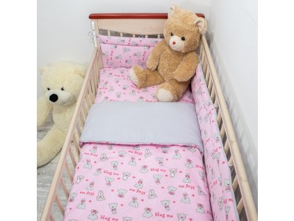 ESITO 3 dílná sada do postýlky Teddy bears - růžová / 100 x 135, 60 x 40 cm