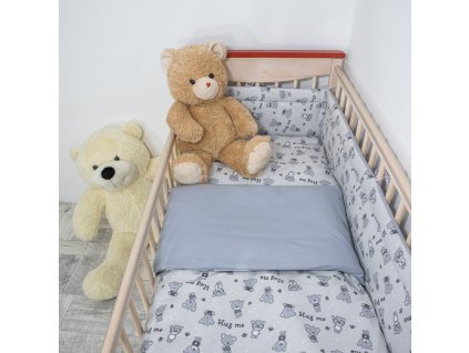 ESITO (handmade) 3 dílná sada do postýlky Teddy bears - šedá / 100 x 135, 60 x 40 cm