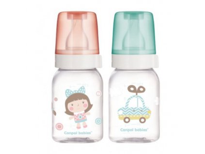 Canpol babies Lahev skleněná s úzkým hrdlem TOYS 120ml