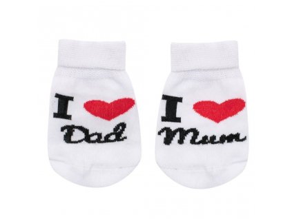 Kojenecké bavlněné ponožky New Baby I Love Mum and Dad bílé 62 (3-6m)