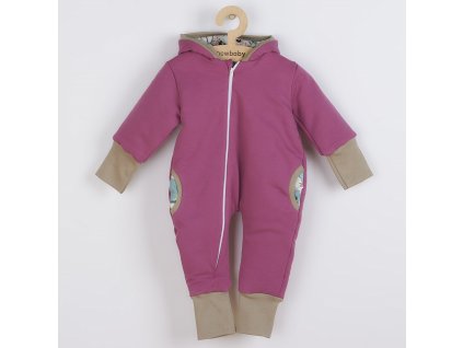 Zateplený jarní overal s kapucí New Baby Spring purple-pink 68 (4-6m)