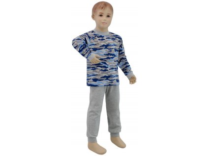 ESITO Chlapecké pyžamo modrý maskáč vel. 116 - 122 - 116 / maskáč modrá