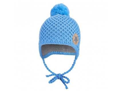 Čepice pletená zavazovací drobný vzor bambule Outlast® - sv.modrá Velikost: 4 | 45-48 cm