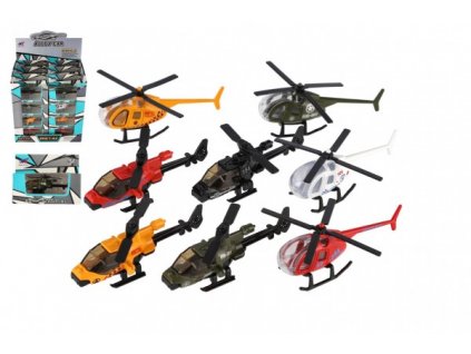 Vrtulník/Helikoptéra kov/plast 10cm mix barev 12x9x5cm v krabičce 24ks v boxu