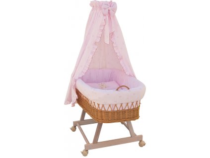 Košík pro miminko s nebesy Méďa - růžová