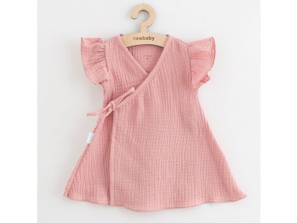 Letní kojenecké mušelínové šaty New Baby Soft dress růžová 62 (3-6m)