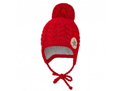 Čepice pletená zavazovací copánky LA Outlast ® - červená Velikost: 4 | 45-48 cm