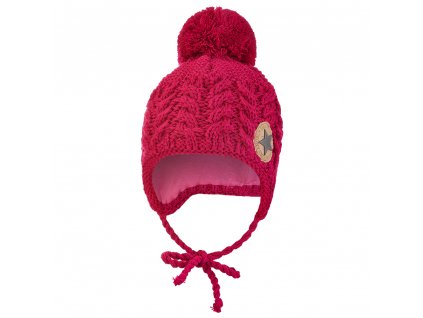 Čepice pletená zavazovací copánky LA Outlast ® - růžová Velikost: 3 | 42-44 cm
