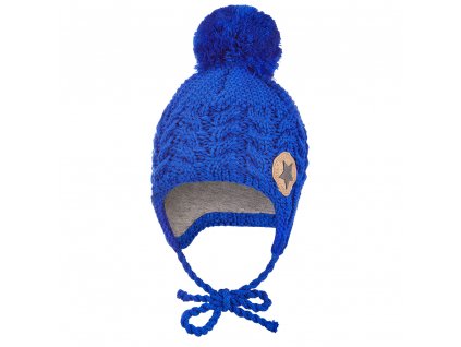 Čepice pletená zavazovací copánky LA Outlast ® - modrá Velikost: 3 | 42-44 cm