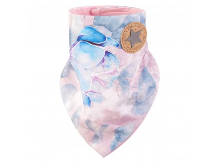 Šátek na krk podšitý Outlast® - starorůžová modré kytky/růžová baby Velikost: uni
