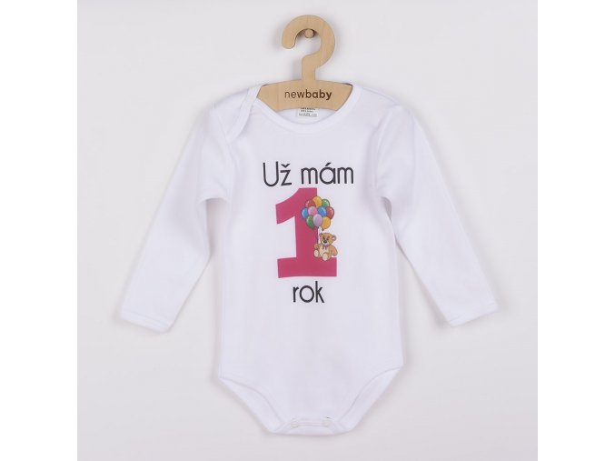 Body s potlačou New Baby Už mám 1 rok ružové