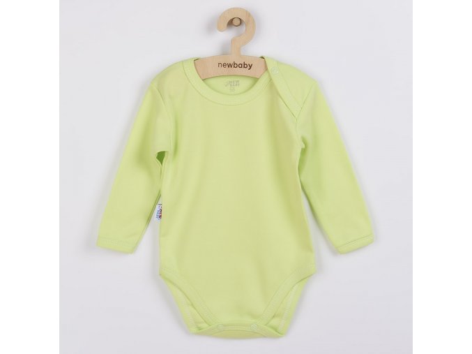 Dojčenské bavlnené body s dlhým rukávom New Baby Pastel zelené