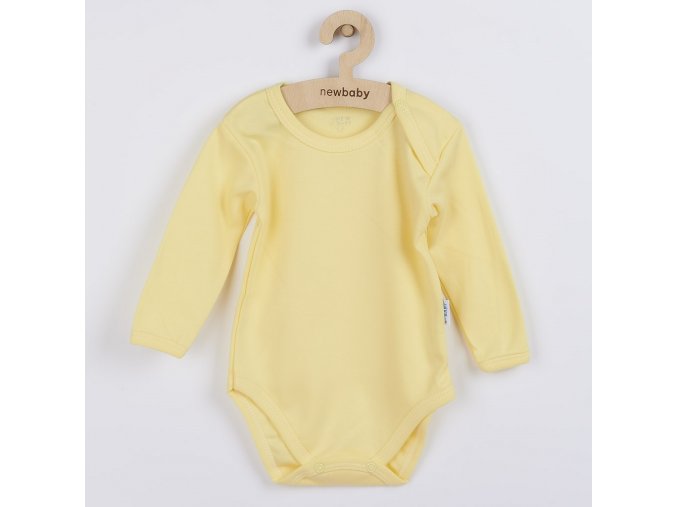 Dojčenské bavlnené body s dlhým rukávom New Baby Pastel žlté