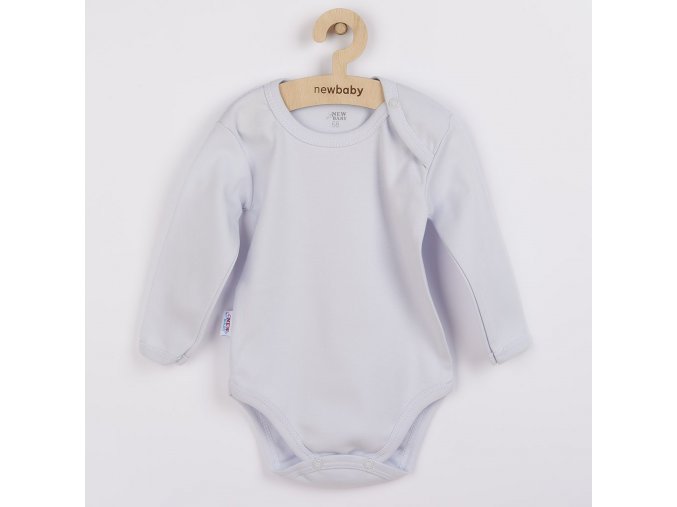 Dojčenské bavlnené body s dlhým rukávom New Baby Pastel sivé