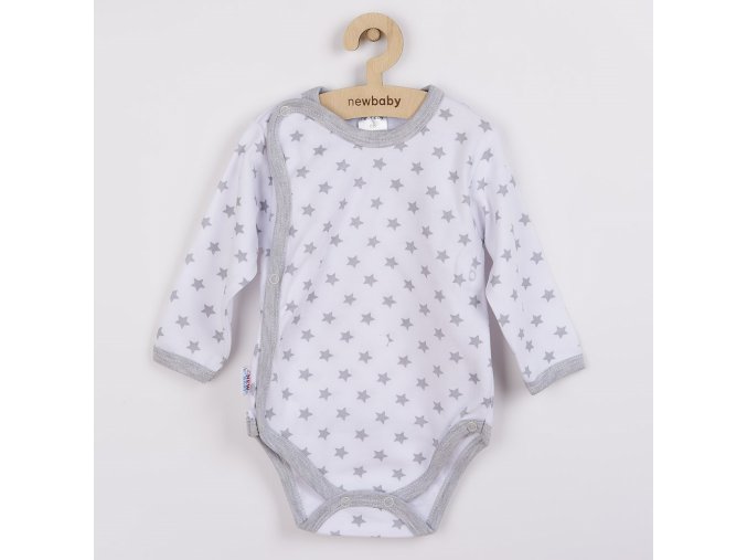 Dojčenské body celorozopínacie New Baby Classic II sivé s hviezdičkami