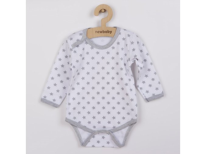 Dojčenské body New Baby Classic II sivé s hviezdičkami