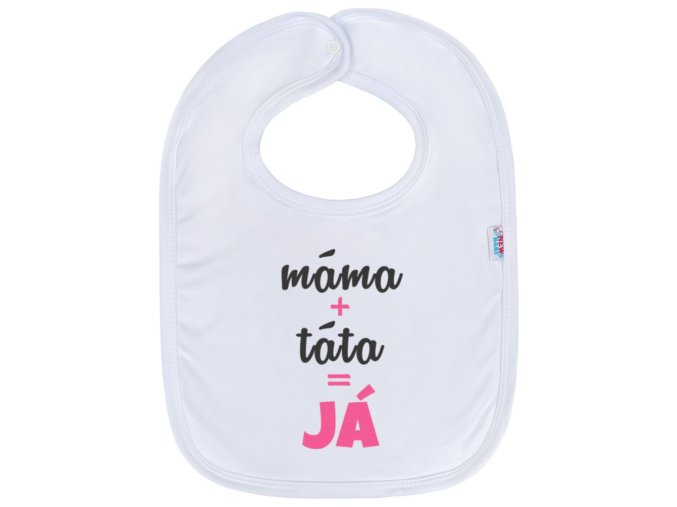 Detský podbradník New Baby máma+táta=JÁ ružový