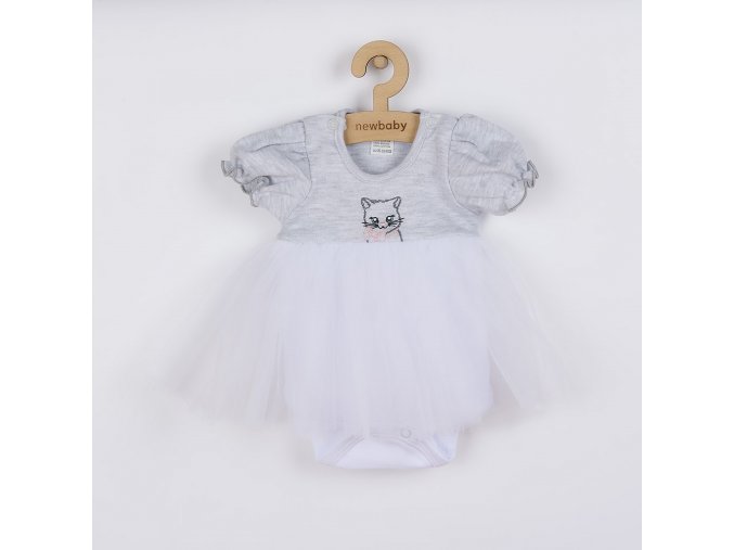 Dojčenské body s tylovou sukienkou New Baby Wonderful sivé