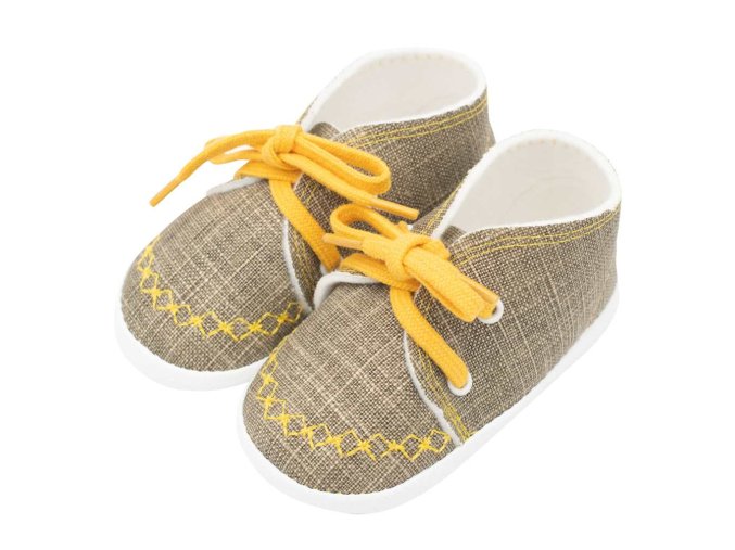 Dojčenské capačky tenisky New Baby jeans mustard 3-6 m