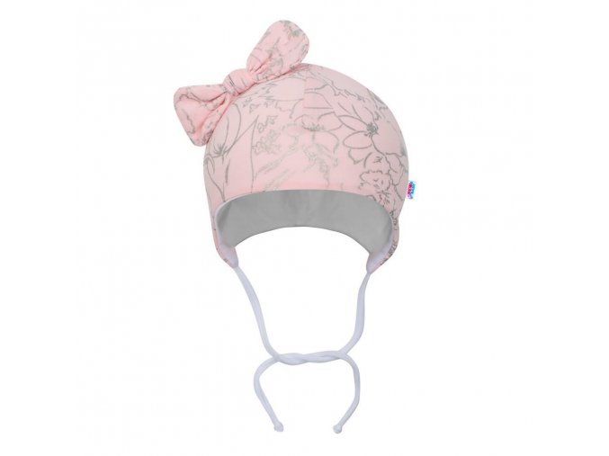 Dojčenská bavlnená čiapka s mašličkou New Baby NUNU ružová