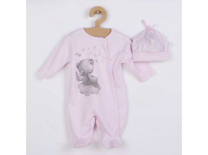 Dojčenský overal s čiapočkou Koala Angel ružový