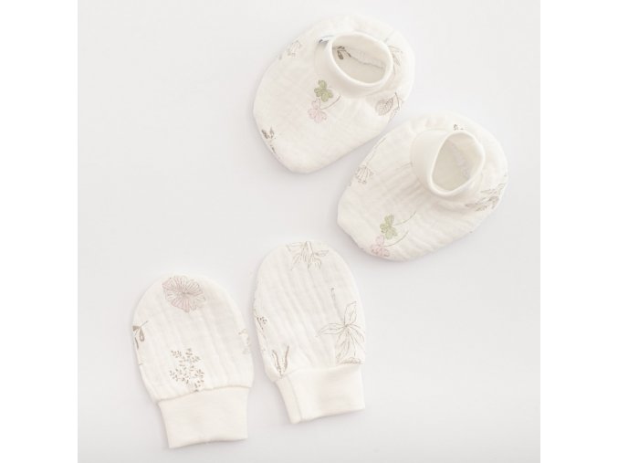 Dojčenský mušelínový set-capačky a rukavičky New Baby Zoe