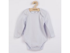 Dojčenské bavlnené body s dlhým rukávom New Baby Pastel sivé