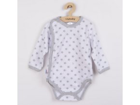 Dojčenské body celorozopínacie New Baby Classic II sivé s hviezdičkami