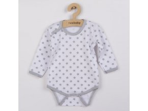 Dojčenské body New Baby Classic II sivé s hviezdičkami