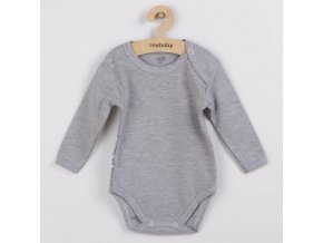 Dojčenské bavlnené body s dlhým rukávom New Baby Pastel sivý melír