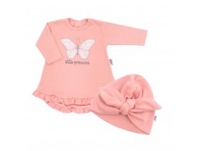 Dojčenské šatôčky s čiapočkou-turban New Baby Little Princess ružové