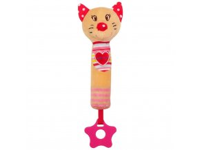 Detská pískacia plyšová hračka s hryzátkom Baby Mix mačka