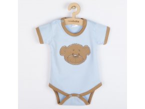 Dojčenské bavlnené body s krátkym rukávom New Baby BrumBrum blue brown