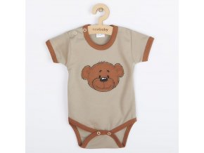 Dojčenské bavlnené body s krátkym rukávom New Baby BrumBrum latte brown